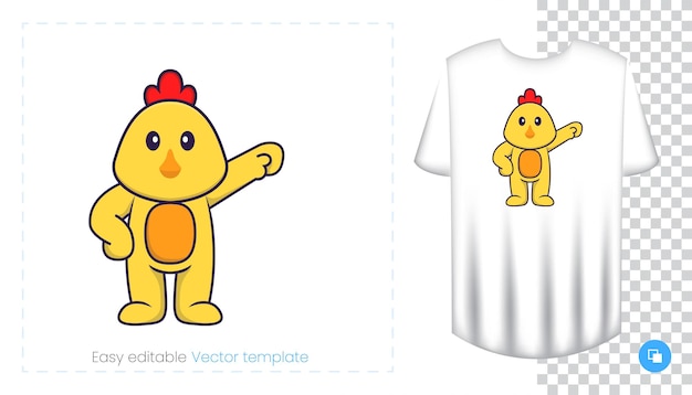 Carácter de pollo lindo. Estampados en camisetas, sudaderas, fundas para teléfonos móviles, souvenirs.