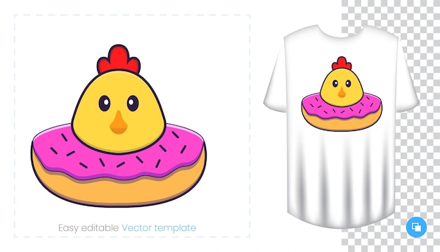 Carácter de pollo lindo. estampados en camisetas, sudaderas, fundas para teléfonos móviles, souvenirs.