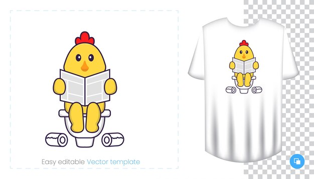 Carácter de pollo lindo. Estampados en camisetas, sudaderas, fundas para teléfonos móviles, souvenirs.