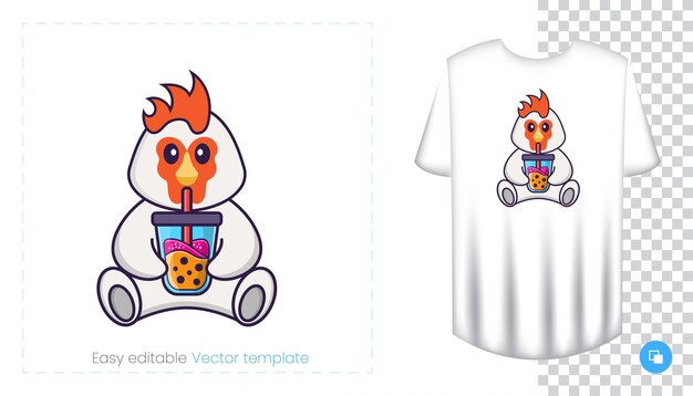 Carácter de pollo lindo. Impresiones en camisetas, sudaderas.