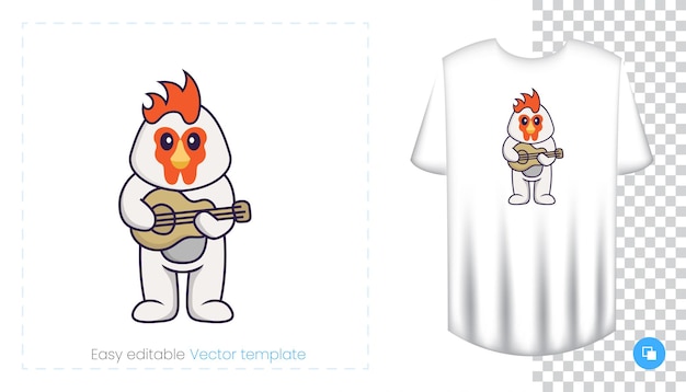 Vector carácter de pollo lindo. impresiones en camisetas, sudaderas.