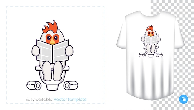 Carácter de pollo lindo. Impresiones en camisetas, sudaderas.