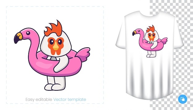 Carácter de pollo lindo. impresiones en camisetas, sudaderas.