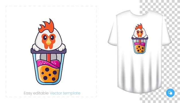 Vector carácter de pollo lindo. impresiones en camisetas, sudaderas.