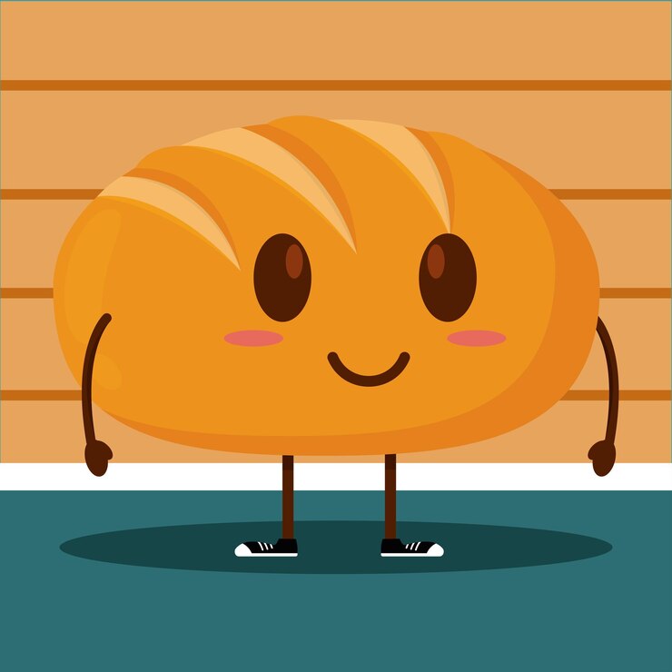 Vector carácter de producto de panadería de pan lindo aislado ilustración vectorial
