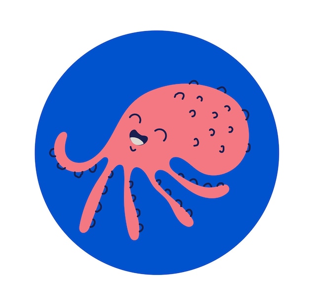 Carácter de pulpo aislado en fondo blanco Ilustración de diseño gráfico vectorial