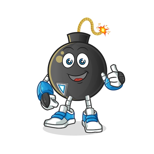 Carácter de robot bomba. mascota de dibujos animados