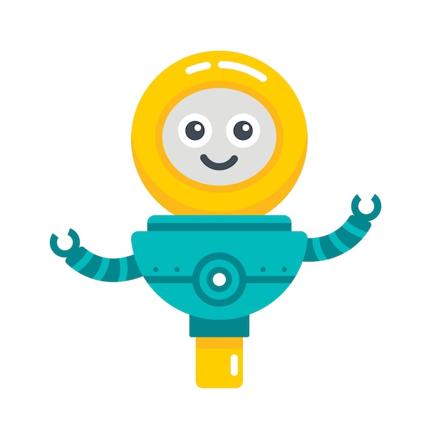 Carácter de robot retro droide infantil Ilustración vectorial