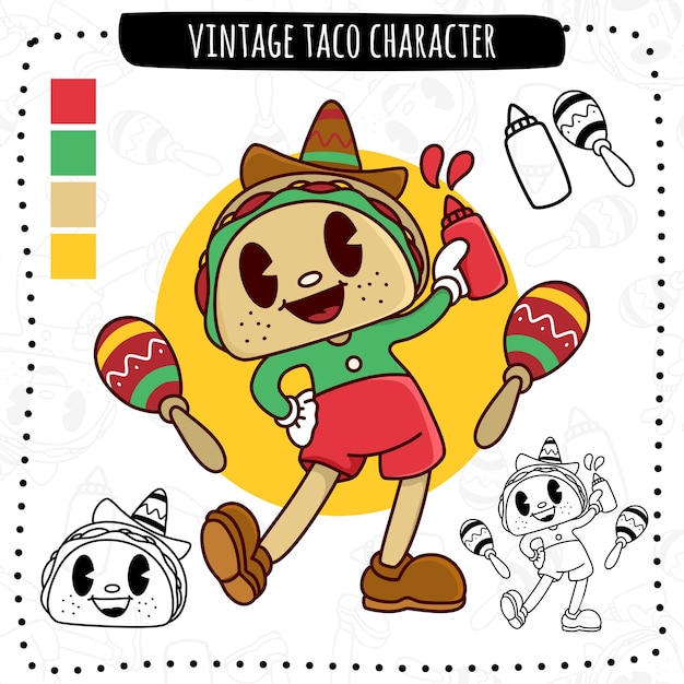 Vector carácter de taco vintage