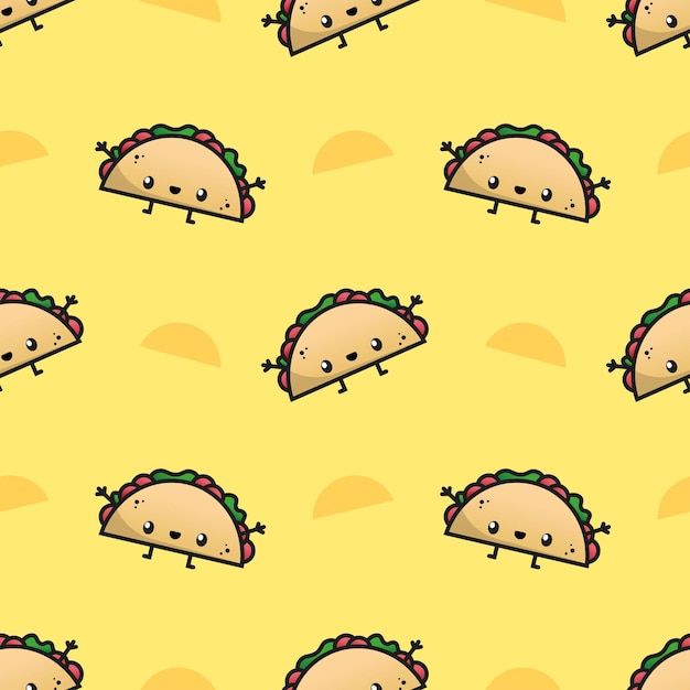 El carácter de los tacos sonrientes y bonitos tiene un patrón sin costuras.