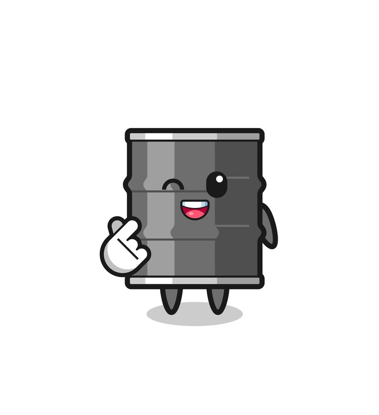 Vector carácter de tambor de aceite haciendo corazón de dedo coreano
