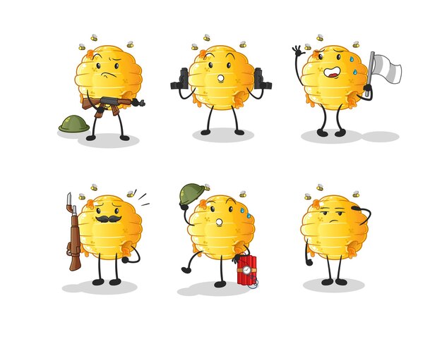 Carácter de tropas de panal. vector de mascota de dibujos animados