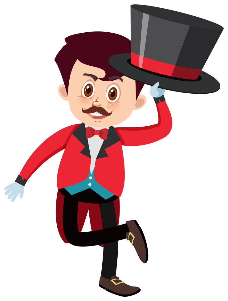 Vector carácter único del maestro de circo sobre fondo blanco.