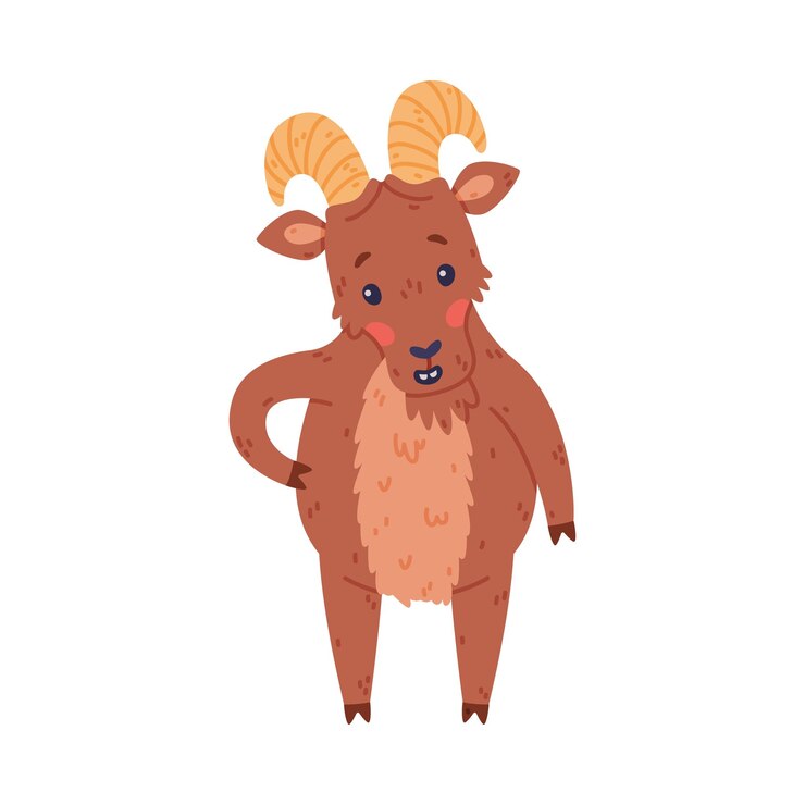 Vector carácter urial de pie como oveja de montaña salvaje con cuernos ilustración vectorial