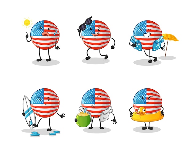 Carácter de vacaciones de bandera estadounidense. vector de mascota de dibujos animados