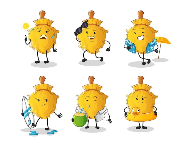 Carácter de vacaciones de escoba. vector de mascota de dibujos animados