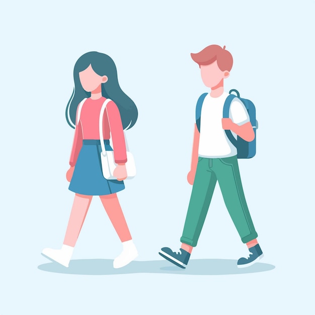 carácter vectorial de estudiantes masculinos y femeninos en estilo de diseño plano