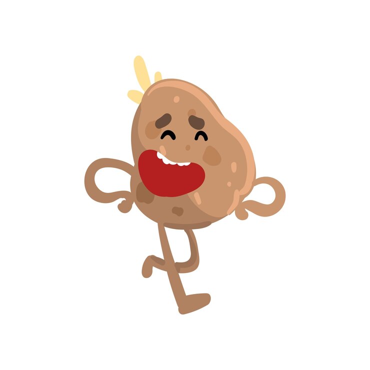 Vector carácter vegetal lindo con ilustración vectorial de cara divertida sobre un fondo blanco