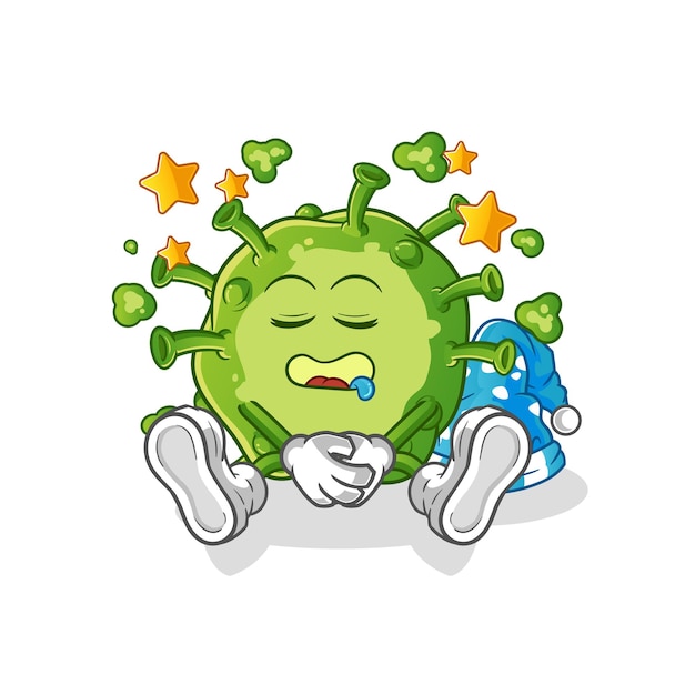 Carácter de virus para dormir. mascota de dibujos animados