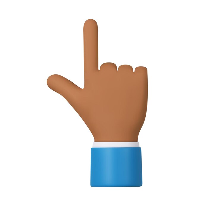 Vector caracteres 3d con la mano apuntando a algo