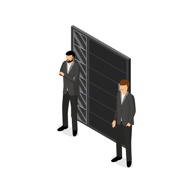 Vector caracteres de color personas y concepto de entrada vector de vista isométrica en 3d