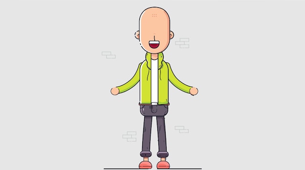 Caracteres de dibujos animados con caras expresivas y trajes coloridos