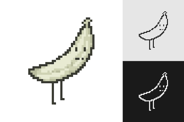 Caracteres de frutas de arte de píxeles aislados en fondo blanco Ilustración vectorial