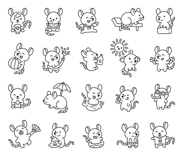 Caracteres de ratas de dibujos animados de verano