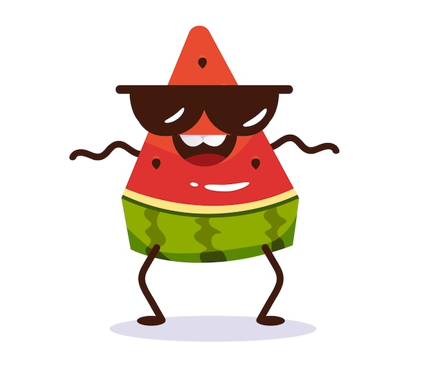 Vector caracteres de sandía cara de frutas felices mascota conjunto conceptual de verano