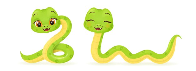 Caracteres de serpientes lindos con caras sonrientes Feliz Navidad y Feliz año nuevo tarjeta de invitación 2025