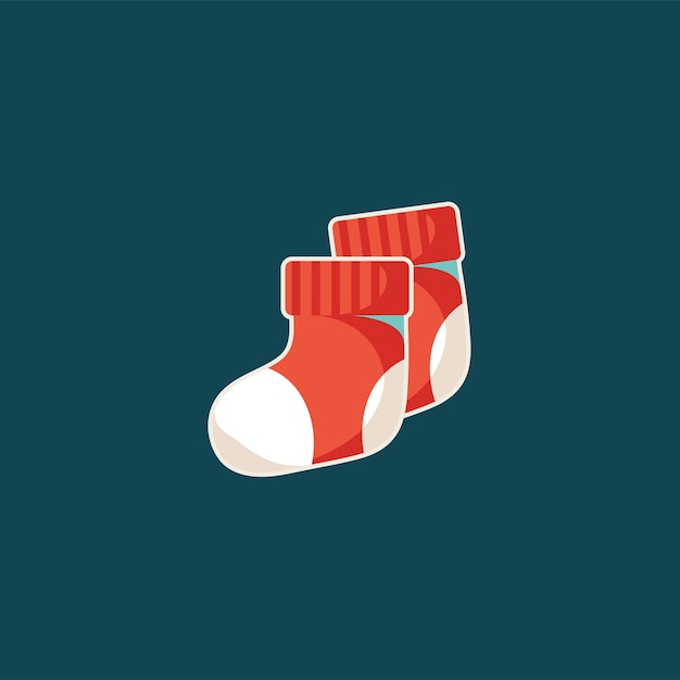 Caracteres simpáticos de invierno Icono de calcetines rojos