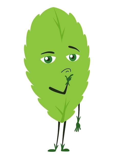 Caracteres verdes hojas lindas felices divertidos caracteres de hojas ilustración vectorial aislada en blanco