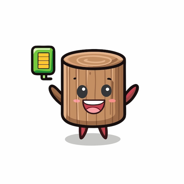 Característica de la mascota del tronco del árbol con un diseño lindo de gesto enérgico 6