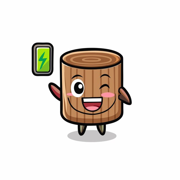 Característica de la mascota del tronco del árbol con un diseño lindo de gesto enérgico 8