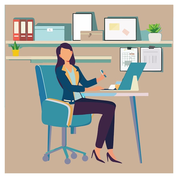Vector características empresariales mujeres corporativas mujeres en el espacio de oficina