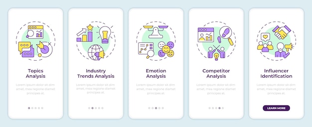 Características de escucha social en la pantalla de la aplicación móvil