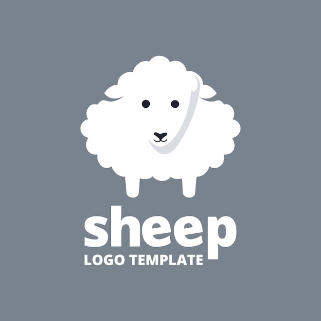 Vector características de ovejas mascota de ovejas plantilla de logotipo mínima