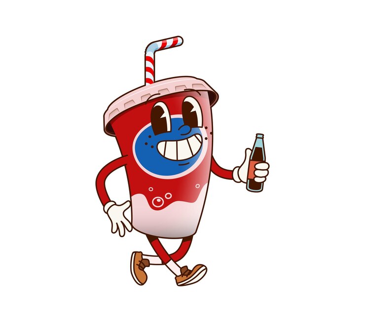 Vector característico refresco de comida rápida con botella de vidrio