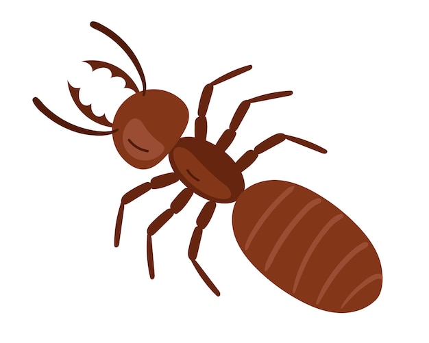 Característico trabajador de hormigas aislado en fondo blanco concepto diseño gráfico plano