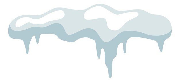 Carámbanos de invierno bordean la tapa de nieve decorativa horizontal aislada sobre fondo blanco
