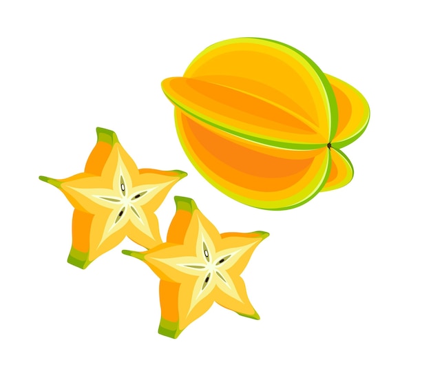 Carambola Amarillo Vector Carambola Ilustración Vectorial