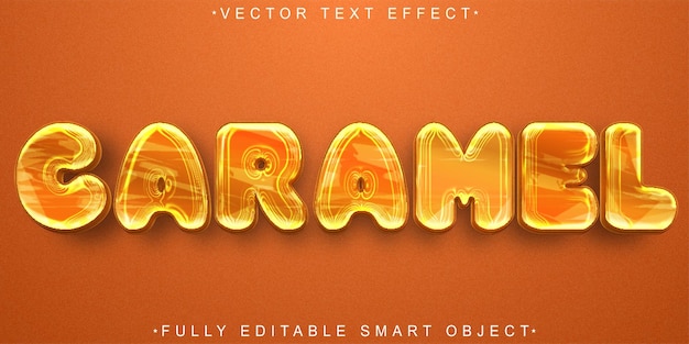 Caramel Vector Efecto de texto de objeto inteligente totalmente editable