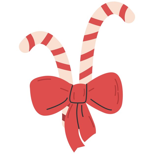Caramelo de caña Ilustración de caña de caramelo Lollipop en estilo plano Caña de caramel con un hermoso arco