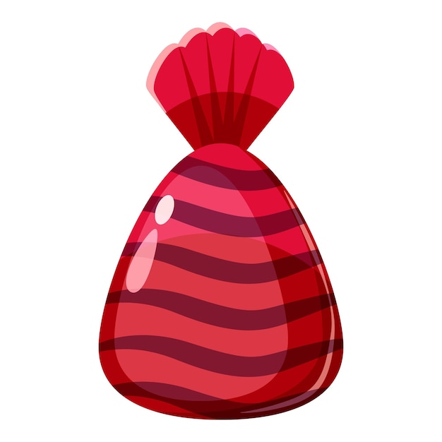 Caramelo de chocolate en envoltura roja con Ilustración de dibujos animados de caramelo de chocolate en envoltura roja icono de vector para web