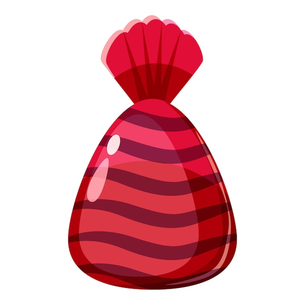 Vector caramelo de chocolate en envoltura roja con ilustración de dibujos animados de caramelo de chocolate en envoltura roja icono de vector para web