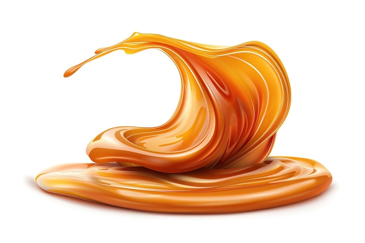 Vector caramelo derretido aislado sobre un fondo blanco