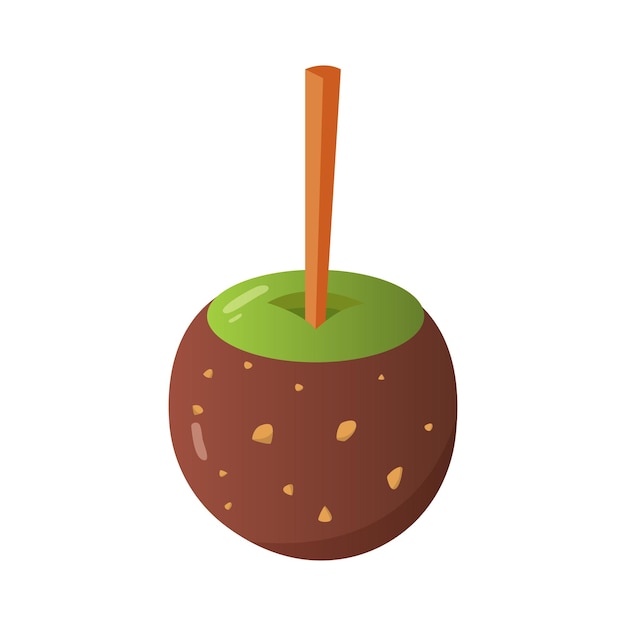 Caramelo dulce y manzana de caramelo de chocolate Ilustración vectorial en estilo de dibujos animados