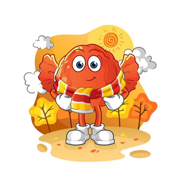 Caramelo envuelto en el vector de mascota de dibujos animados de otoño