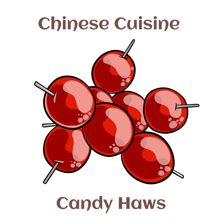 Vector caramelo haws merienda de fruta confitada en un palo comida china imagen vectorial aislada