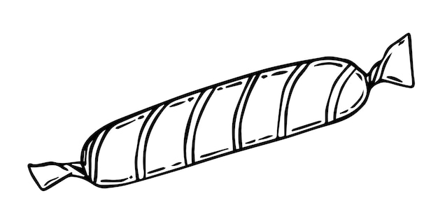 Caramelo largo envuelto en una envoltura a rayas doodle linear